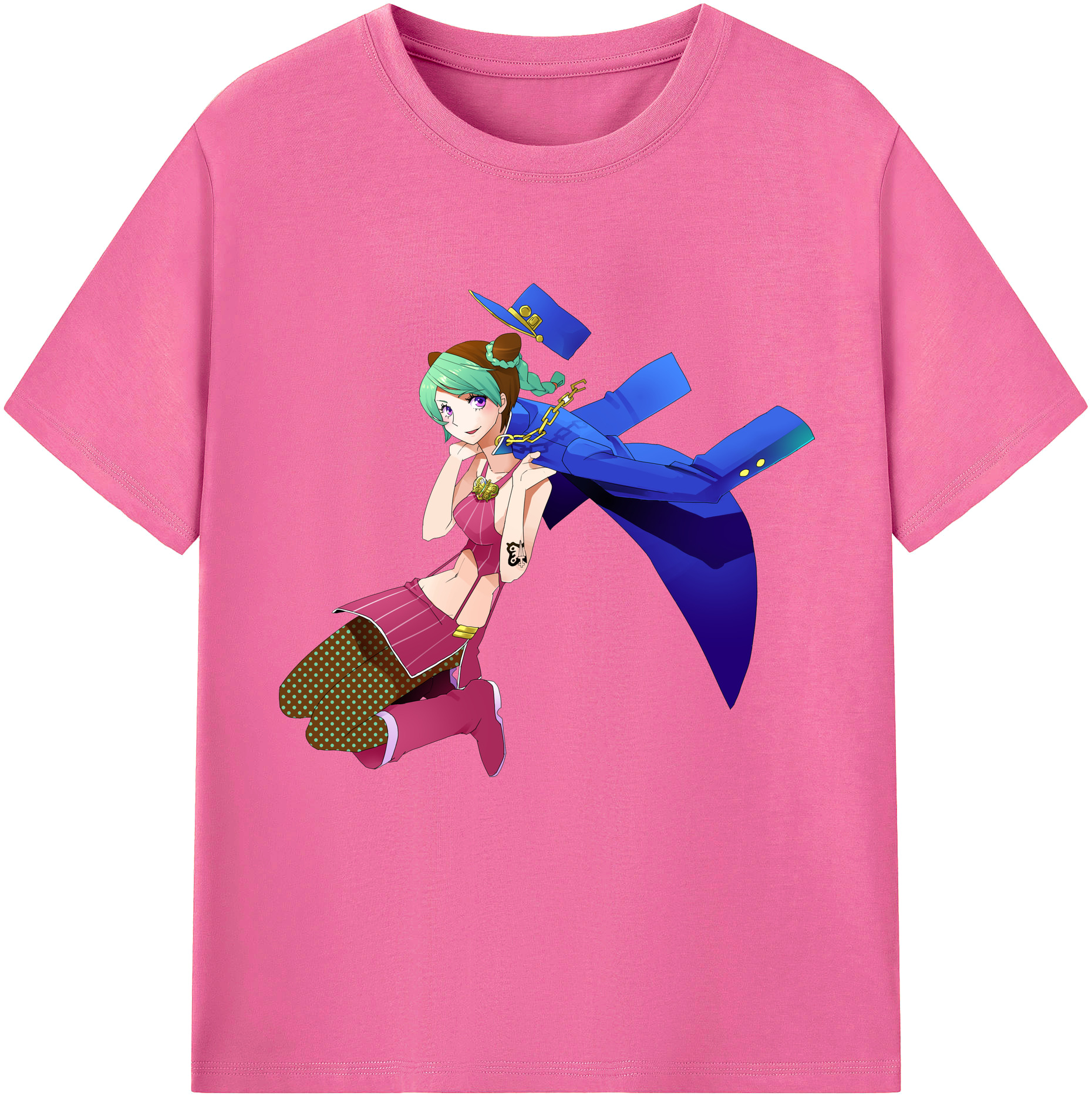 （画像用） "ジョジョの奇妙な冒険 くうじょう ジョリーン JoJo's Bizarre Adventure Jolyne Cujoh " レディースカジュアルプリントTシャツ（綿100％）